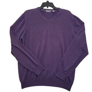 Van Heusen Purple V Neck Sweater Men’s 2XL Cotton Blend